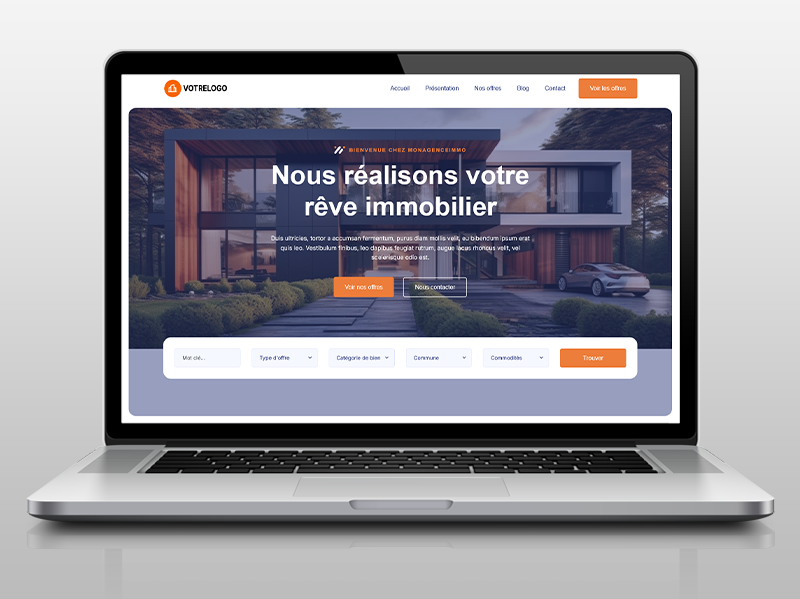 Lux Immo : modèle de site web pour pour agences : présentation de services, portfolio de propriétés et - Livraison express en 48H, prix : 95,000 FCFA. Hébergement + Nom de domaine offerts